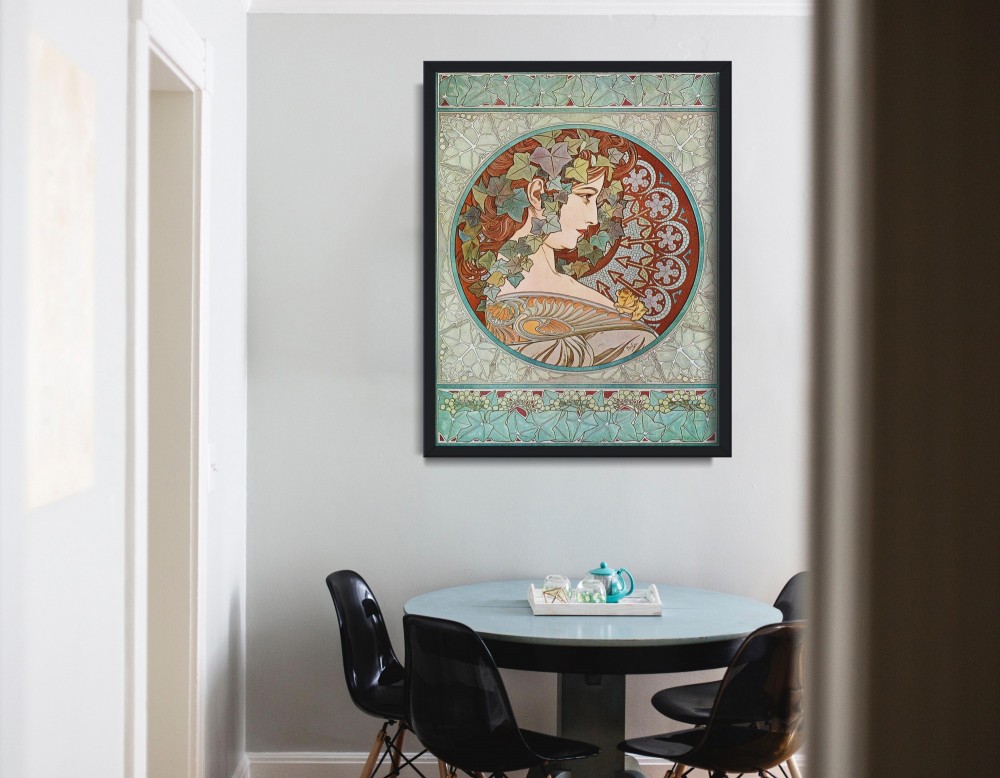 interior design using posters on canvas with reproductions